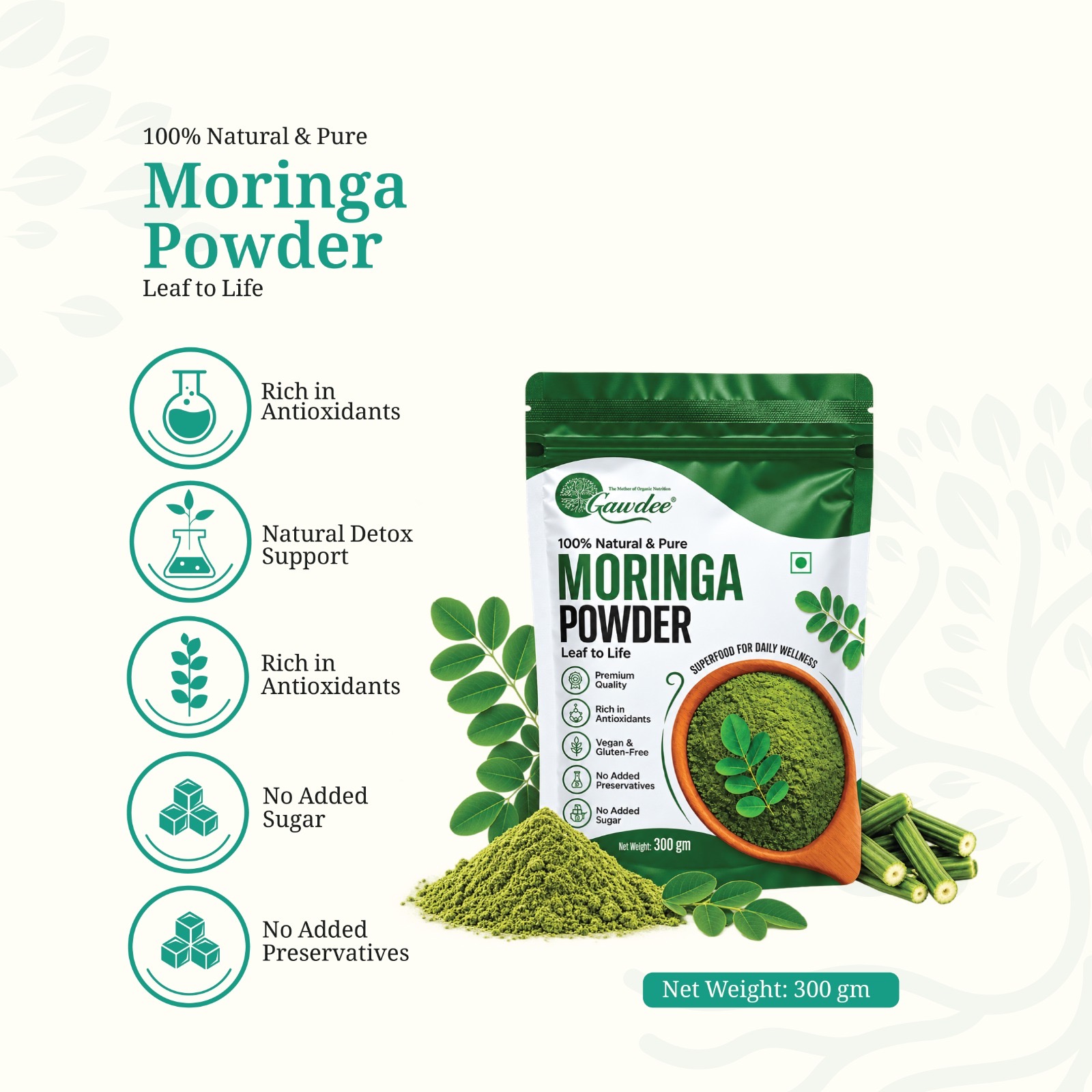 Moringa Powder 400 g — Product view 3